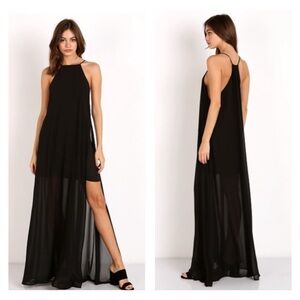 Show Me Your MuMu Bronte Maxi Dress S  Elegant Evening Edgy Glam Black Chiffon